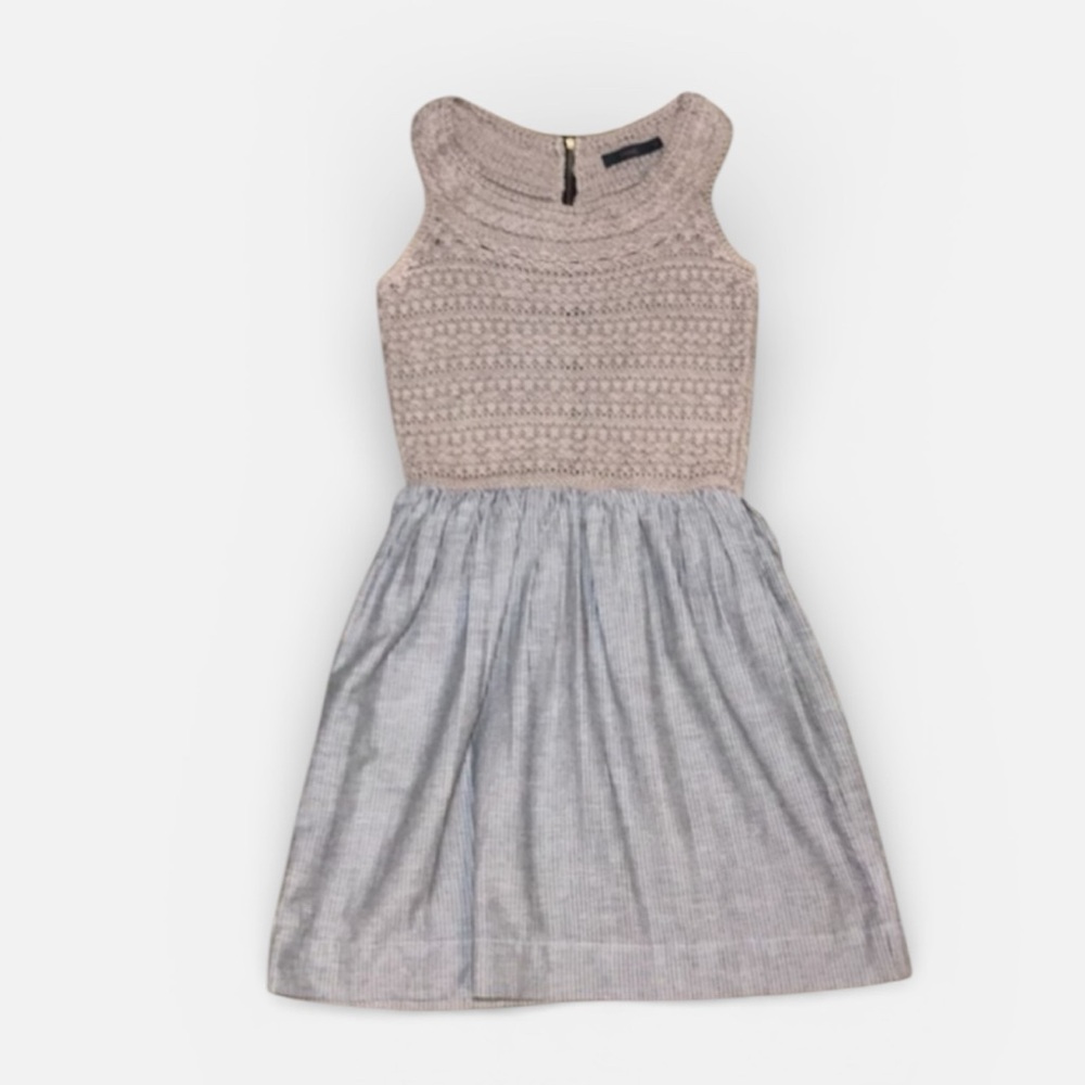 Antropologie THML Sleeveless Crochet Mini Dress in Tan/Gray Size XS